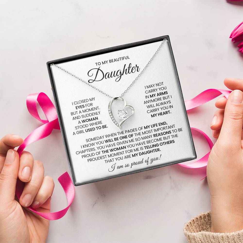 To My Daughter Forever Love Necklace Gift