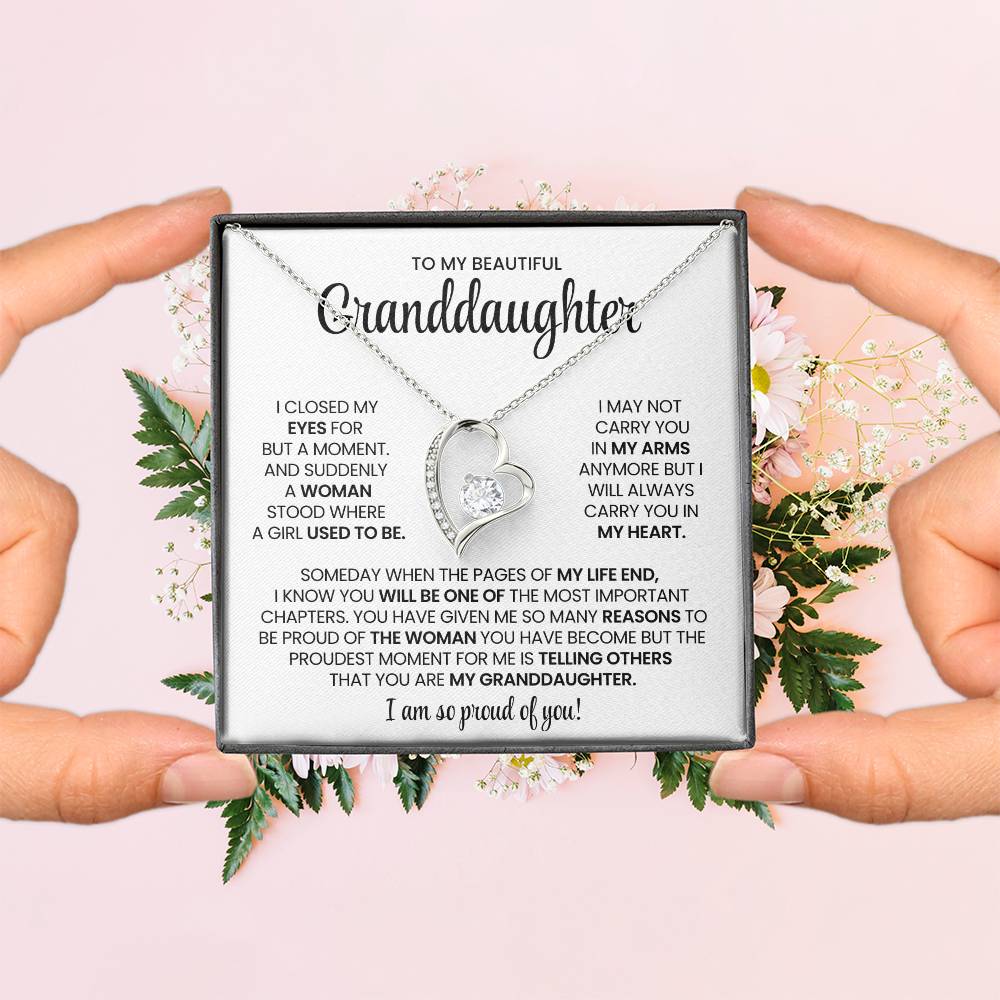 To My Granddaughter Forever Love Necklace Gift