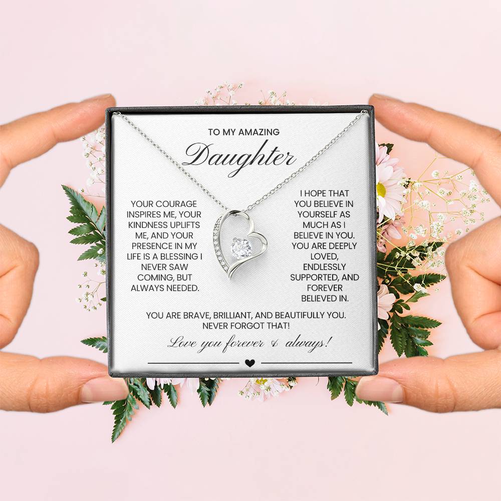 To My Daughter Forever Love Necklace Gift