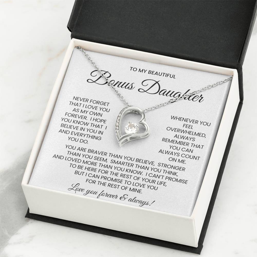 To My Bonus Daughter Forever Love Necklace Gift