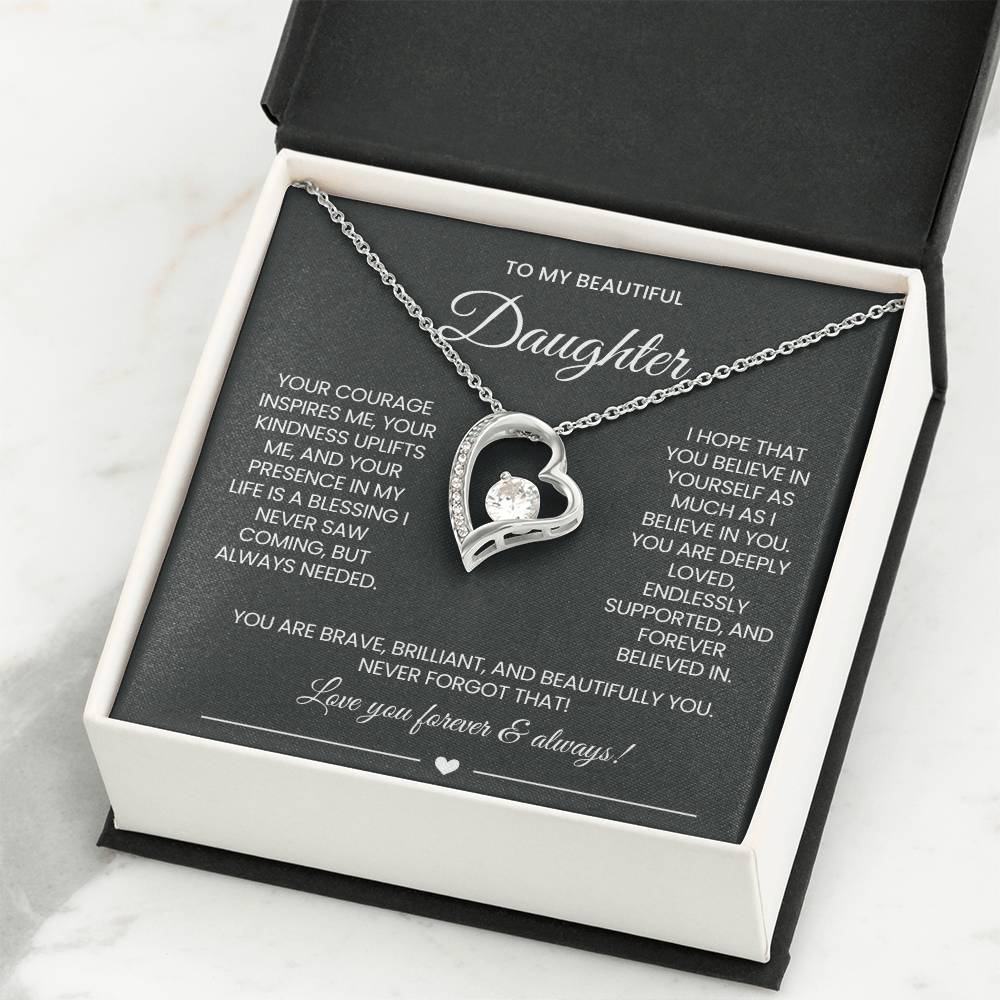 To My Daughter Forever Love Necklace Gift