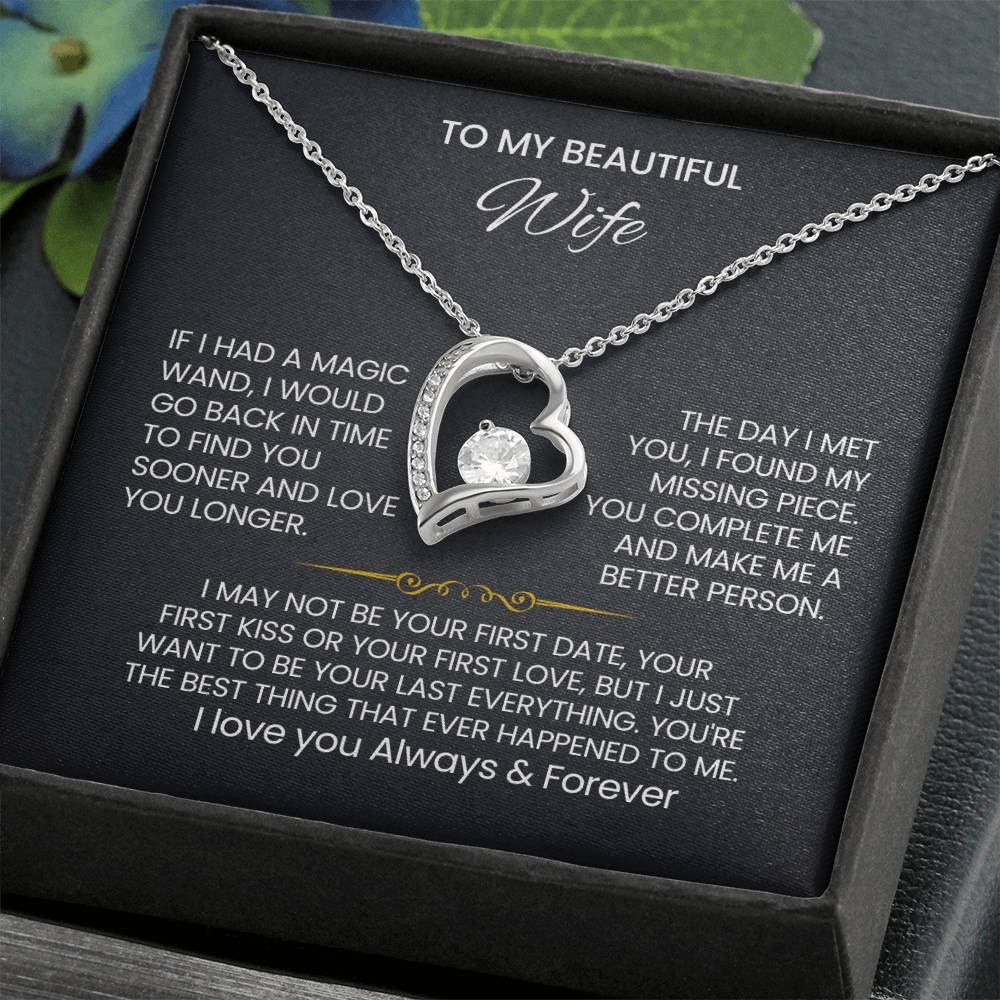 To My Beautiful Wife Heart Necklace