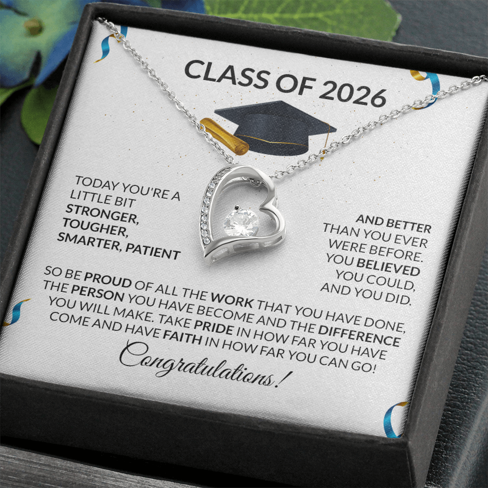 Class of 2026 Graduation Heart Necklace Gift