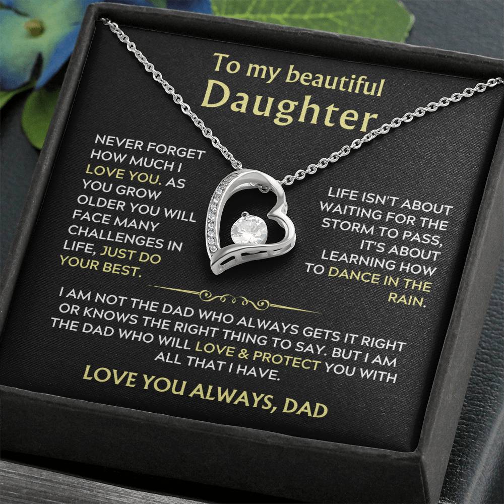 To My Daughter from Dad  Heart Necklace Gift