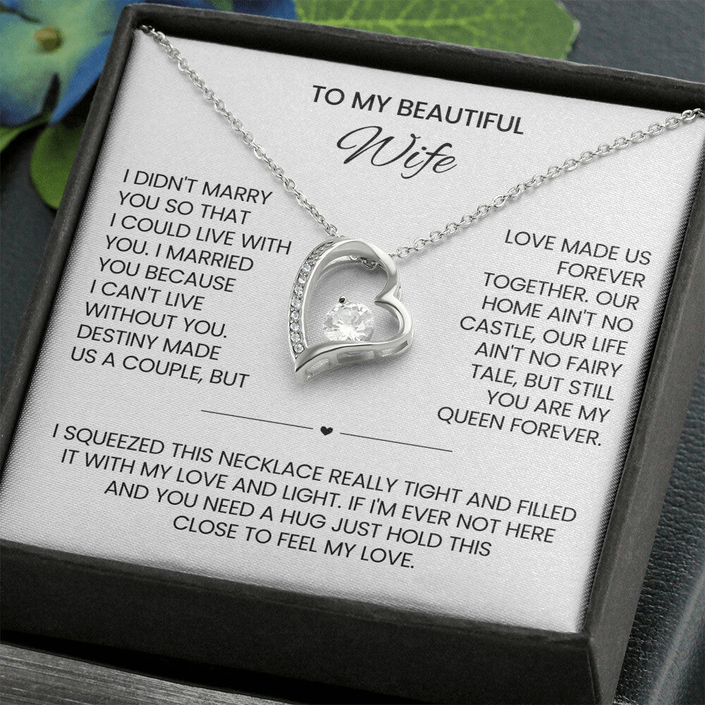 To My Beautiful Wife Heart Necklace