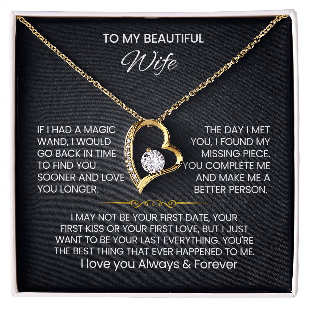 To My Beautiful Wife Heart Necklace