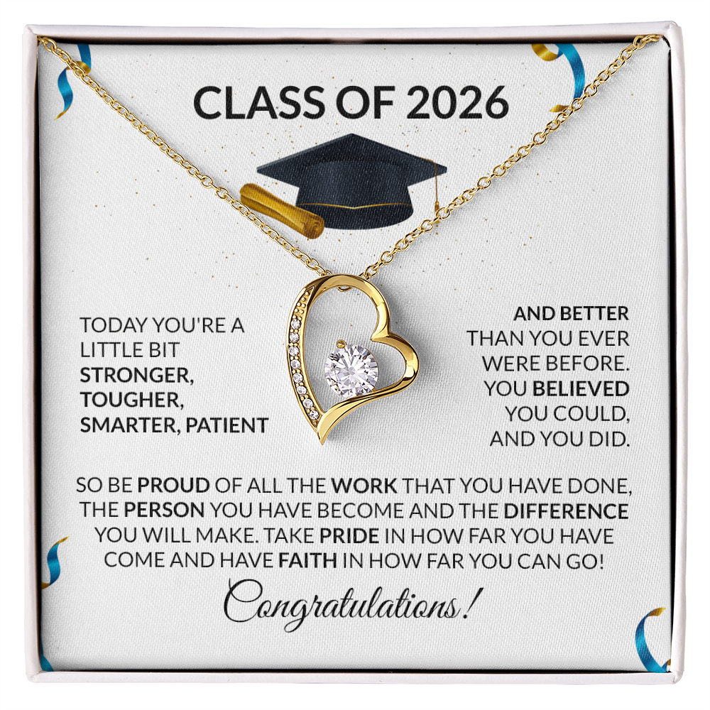 Class of 2026 Graduation Heart Necklace Gift