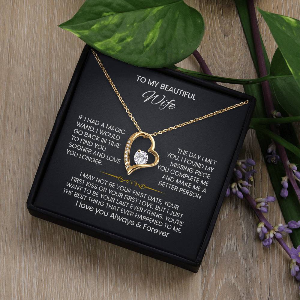 To My Beautiful Wife Heart Necklace