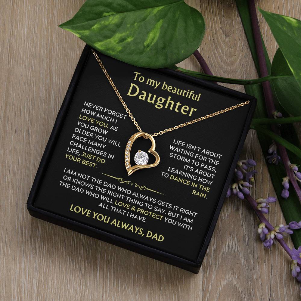 To My Daughter from Dad  Heart Necklace Gift