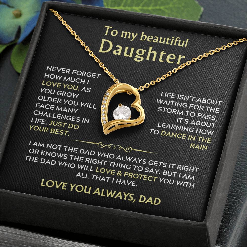To My Daughter from Dad  Heart Necklace Gift