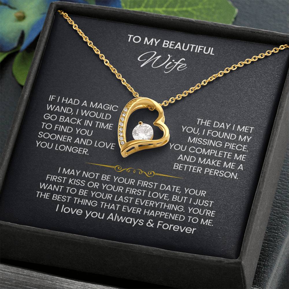 To My Beautiful Wife Heart Necklace