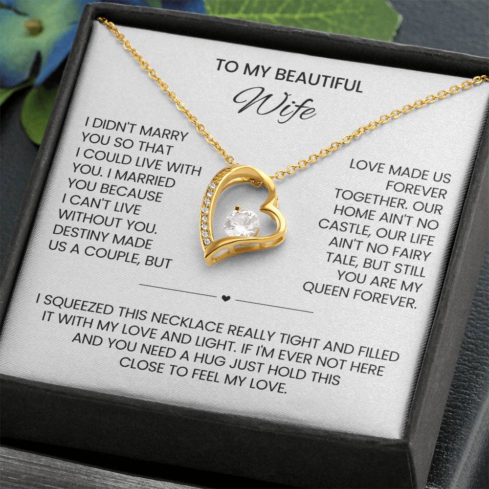 To My Beautiful Wife Heart Necklace