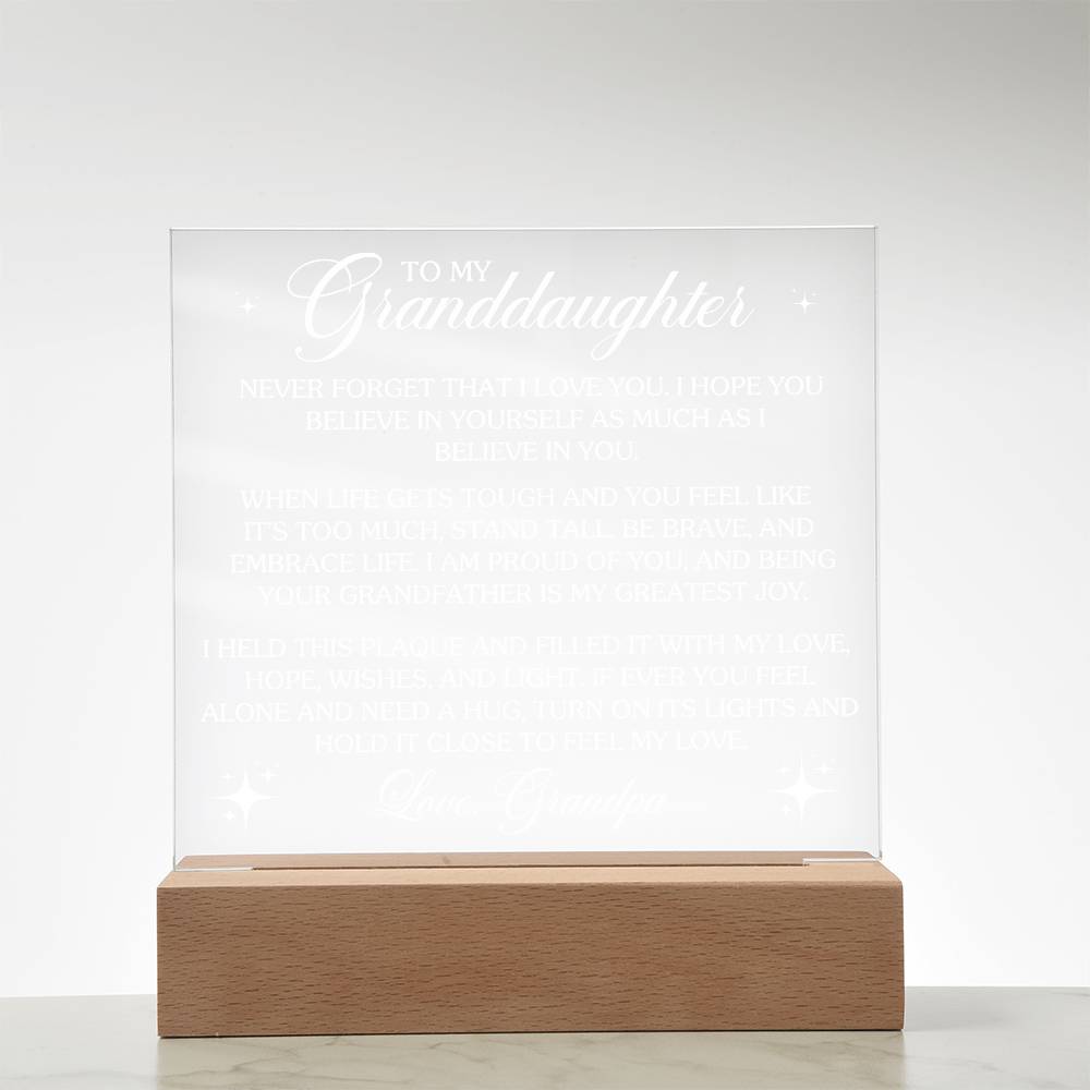 To My Granddaughter Acrylic Lighted Plaque