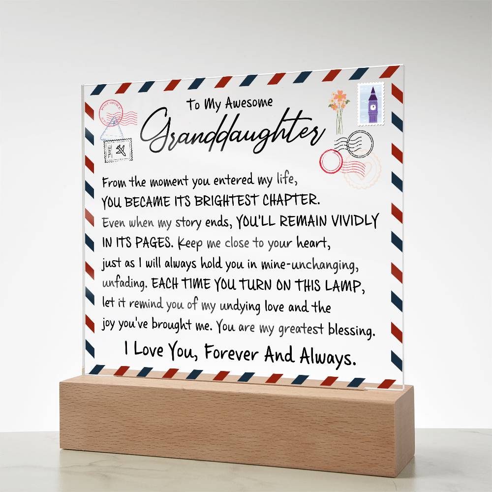 To My Granddaughter Acrylic Lighted Plaque
