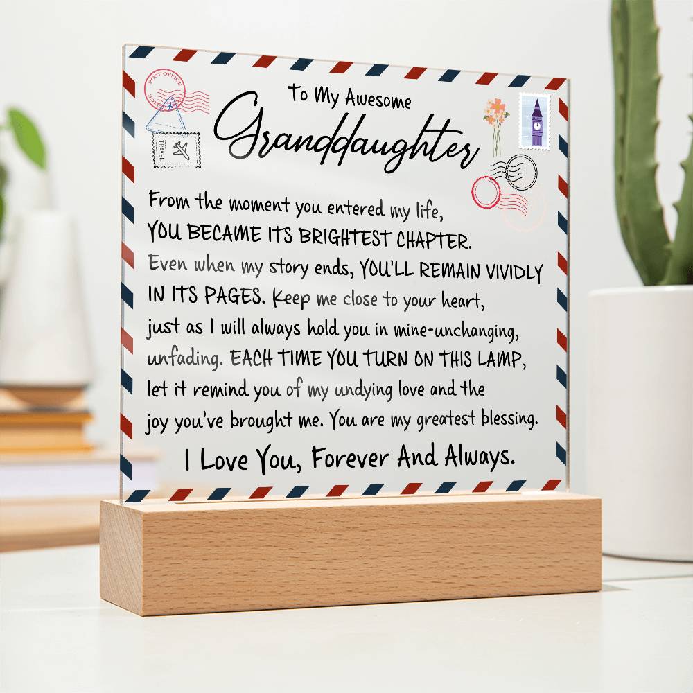 To My Granddaughter Acrylic Lighted Plaque