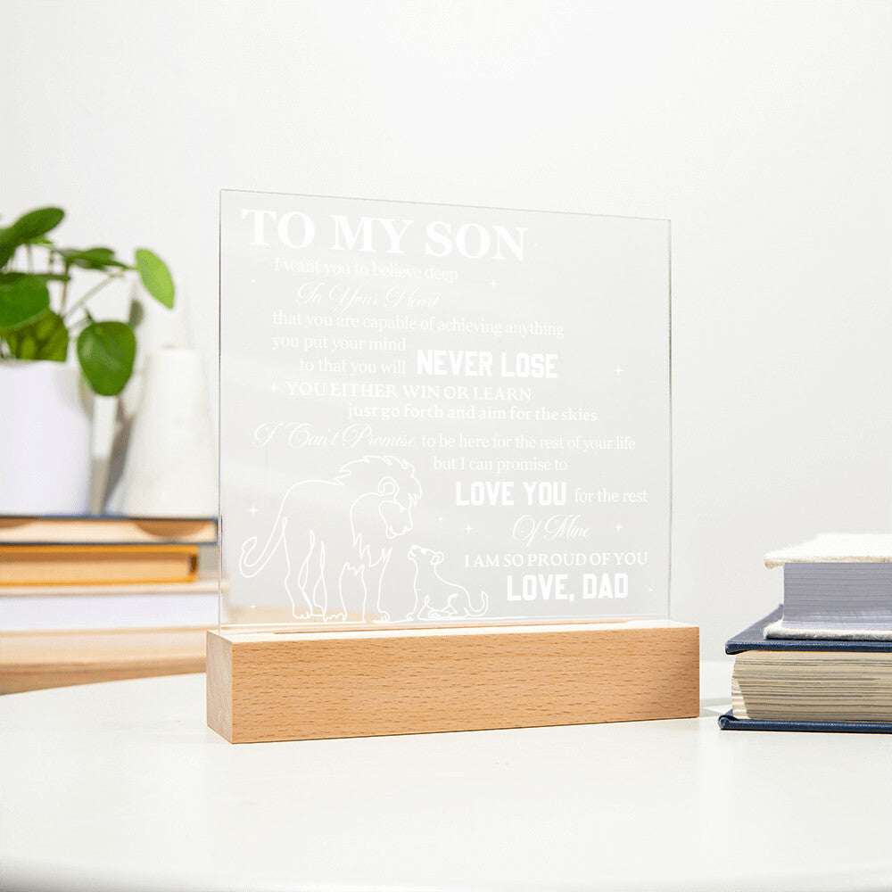 To My Son from Dad Acrylic Heart Plaque Gift