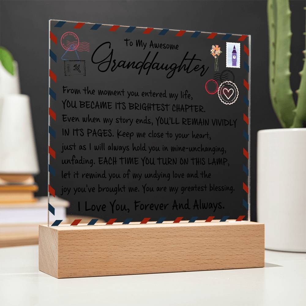 To My Granddaughter Acrylic Lighted Plaque