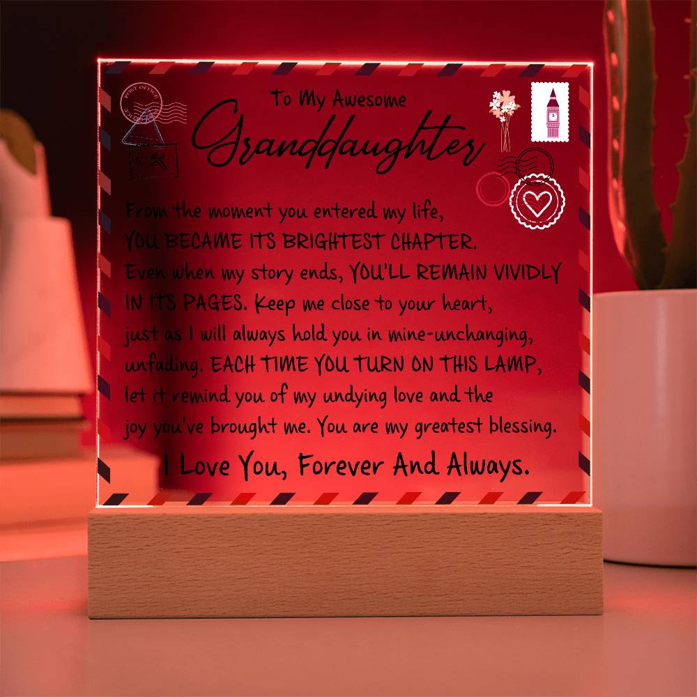 To My Granddaughter Acrylic Lighted Plaque