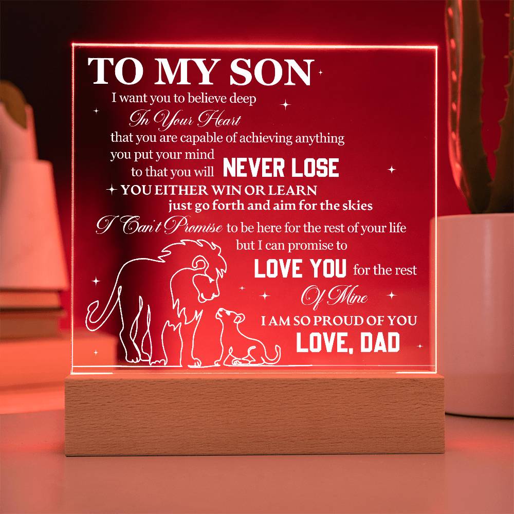 To My Son from Dad Acrylic Heart Plaque Gift