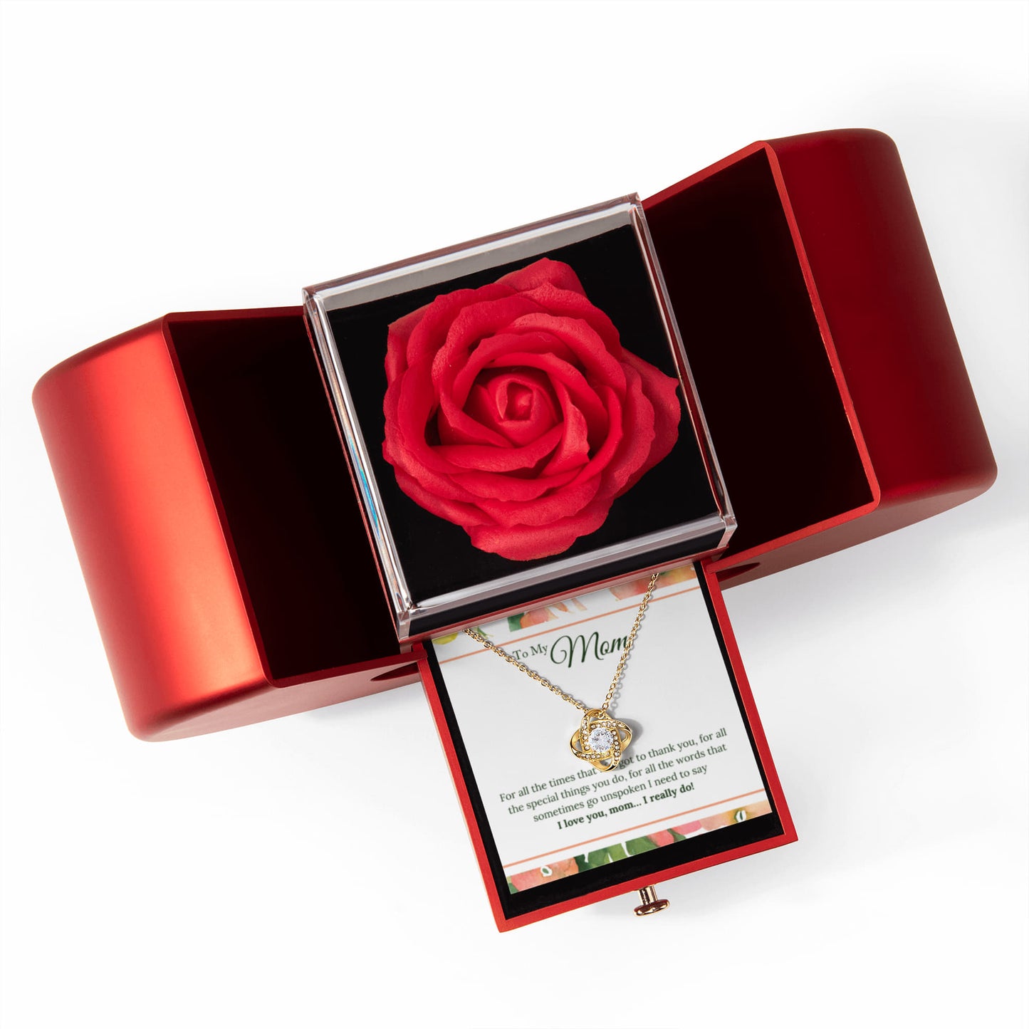 To My Mom Preserved Rose Necklace Gift Set