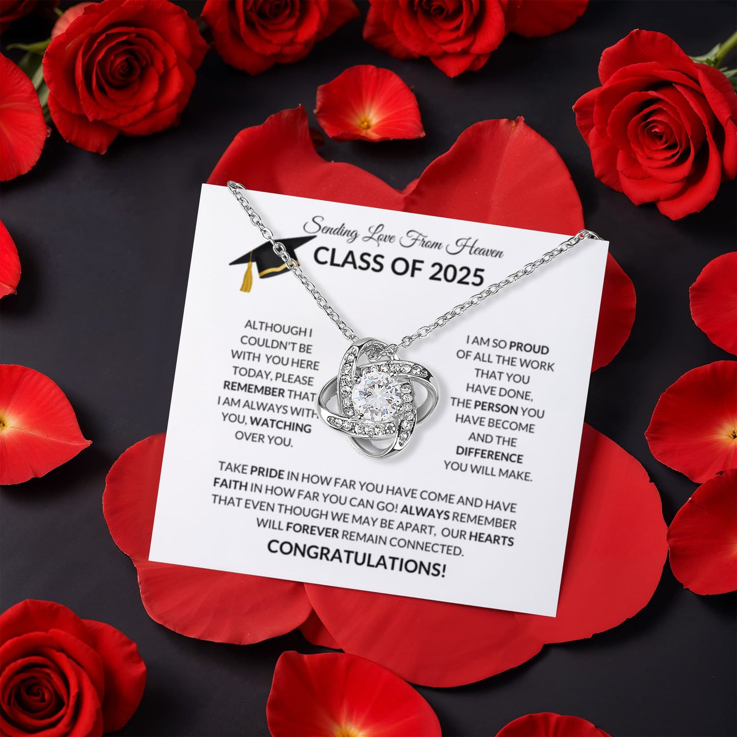Graduation Memorial Gift Set Necklace & Preserved Rose