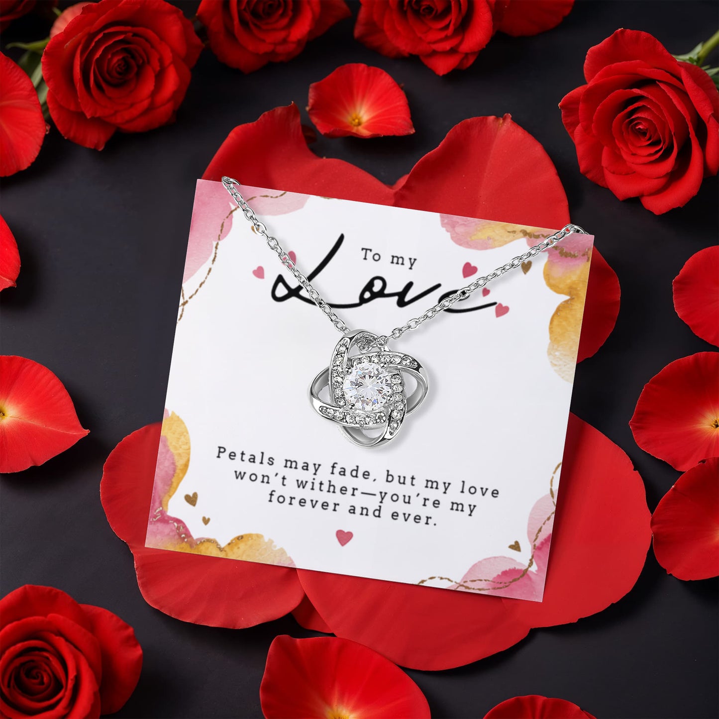 Wife Gift Set Rotating Rose Necklace