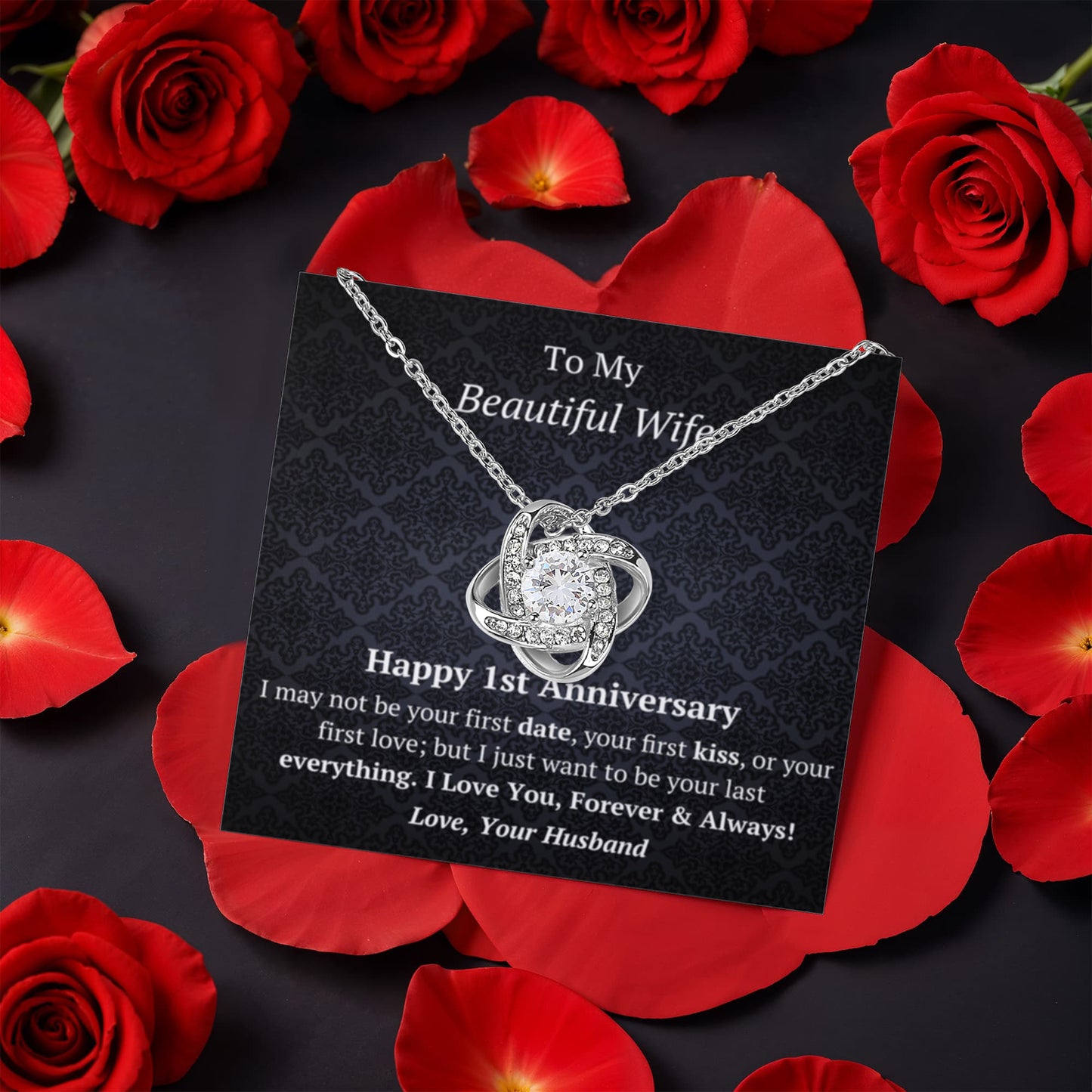 1st Anniversary Gift for WIfe -Rotating Rose Box Necklace Set