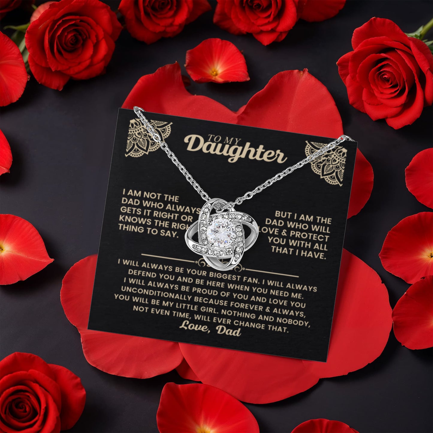 Daughter from Dad Rotating Rose Necklace Gift Set