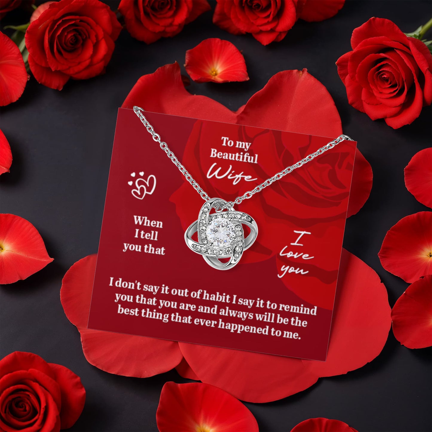 To My Wife Rotating Rose Box Necklace Set