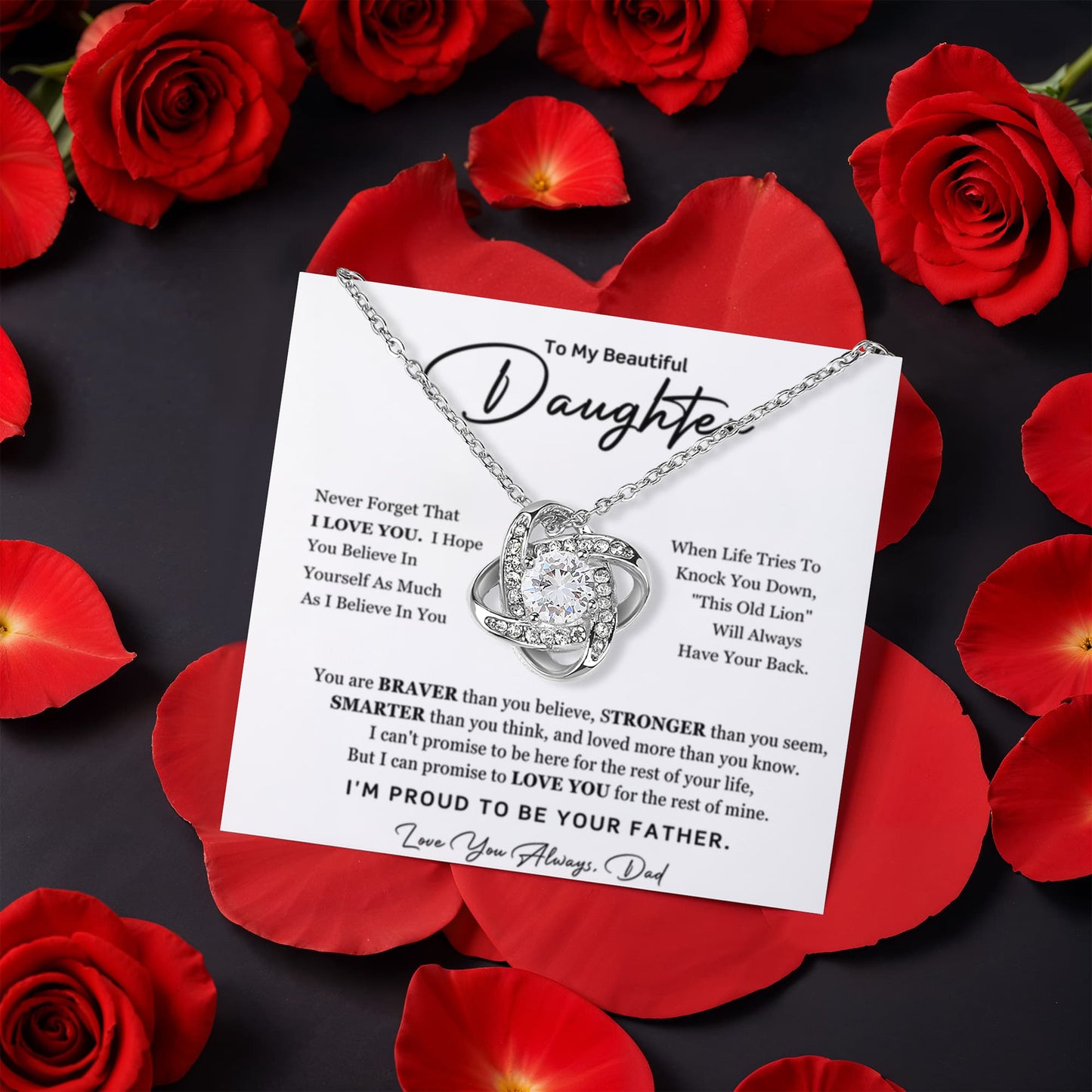 Daughter from Dad Rotating Rose Necklace Gift Set