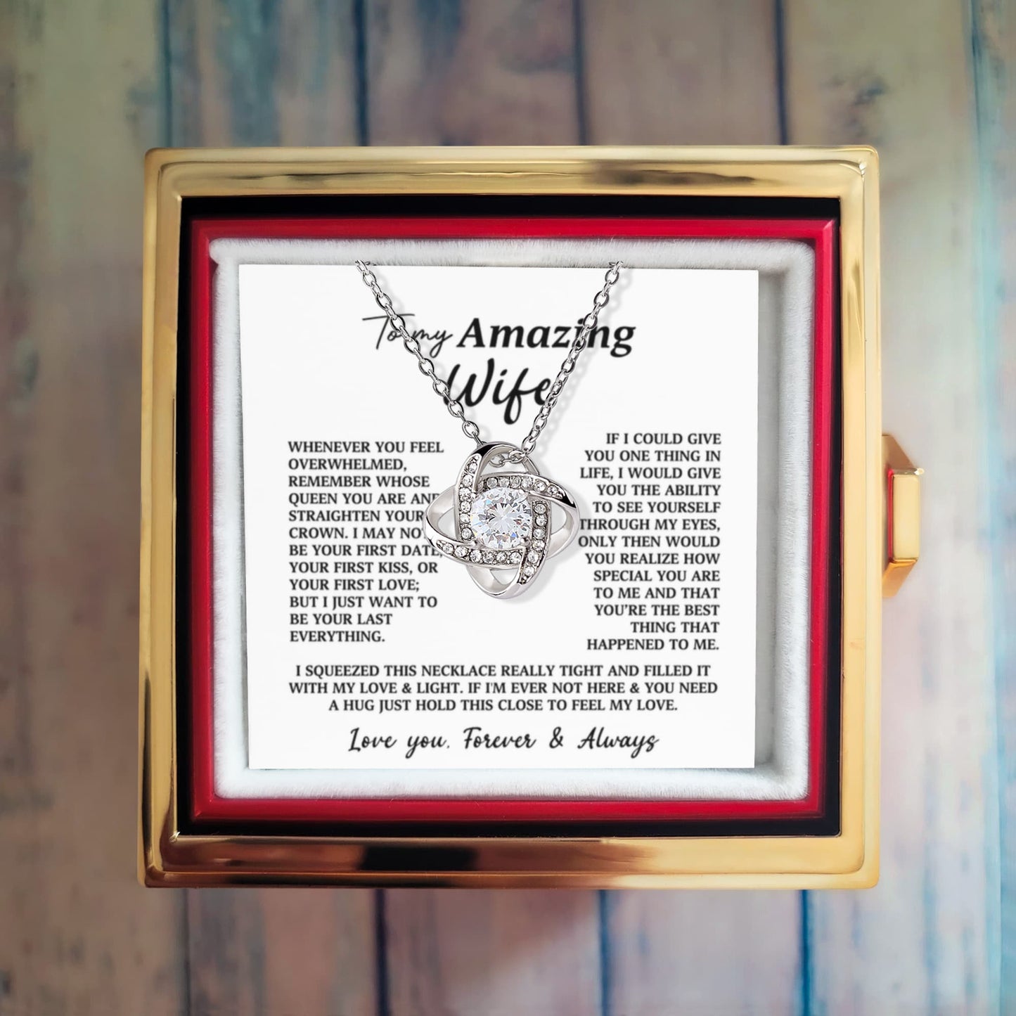To My Wife Preserved Rose and Necklace Gift Set
