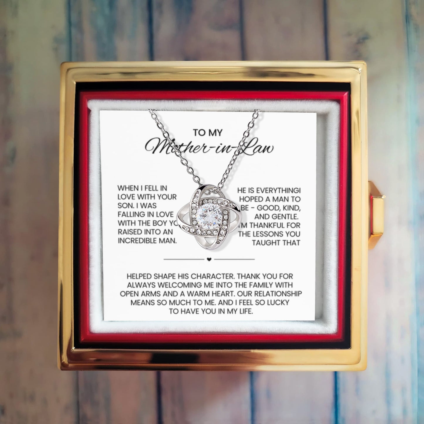 To My Mother in Law Necklace Rotating Rose Box