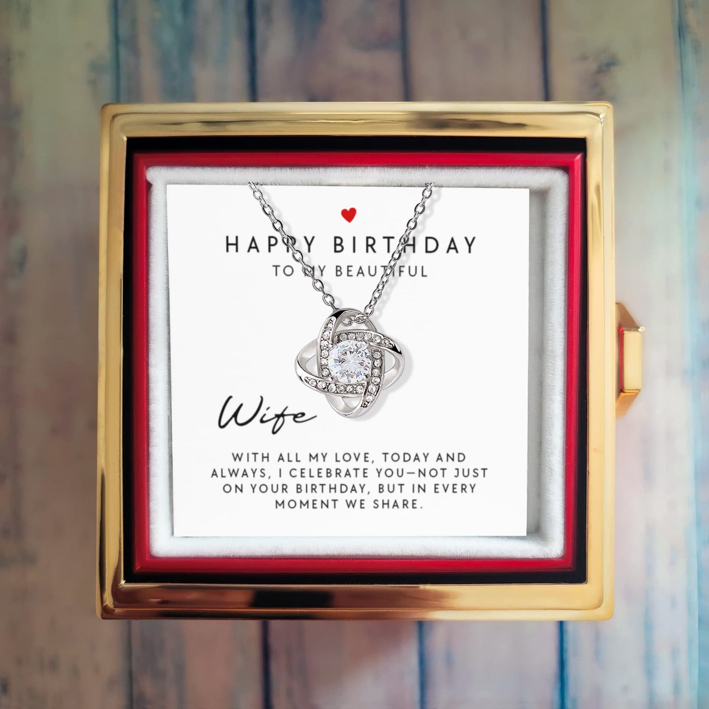 Birthday Gift for WIfe -Rotating Rose Box Necklace Set