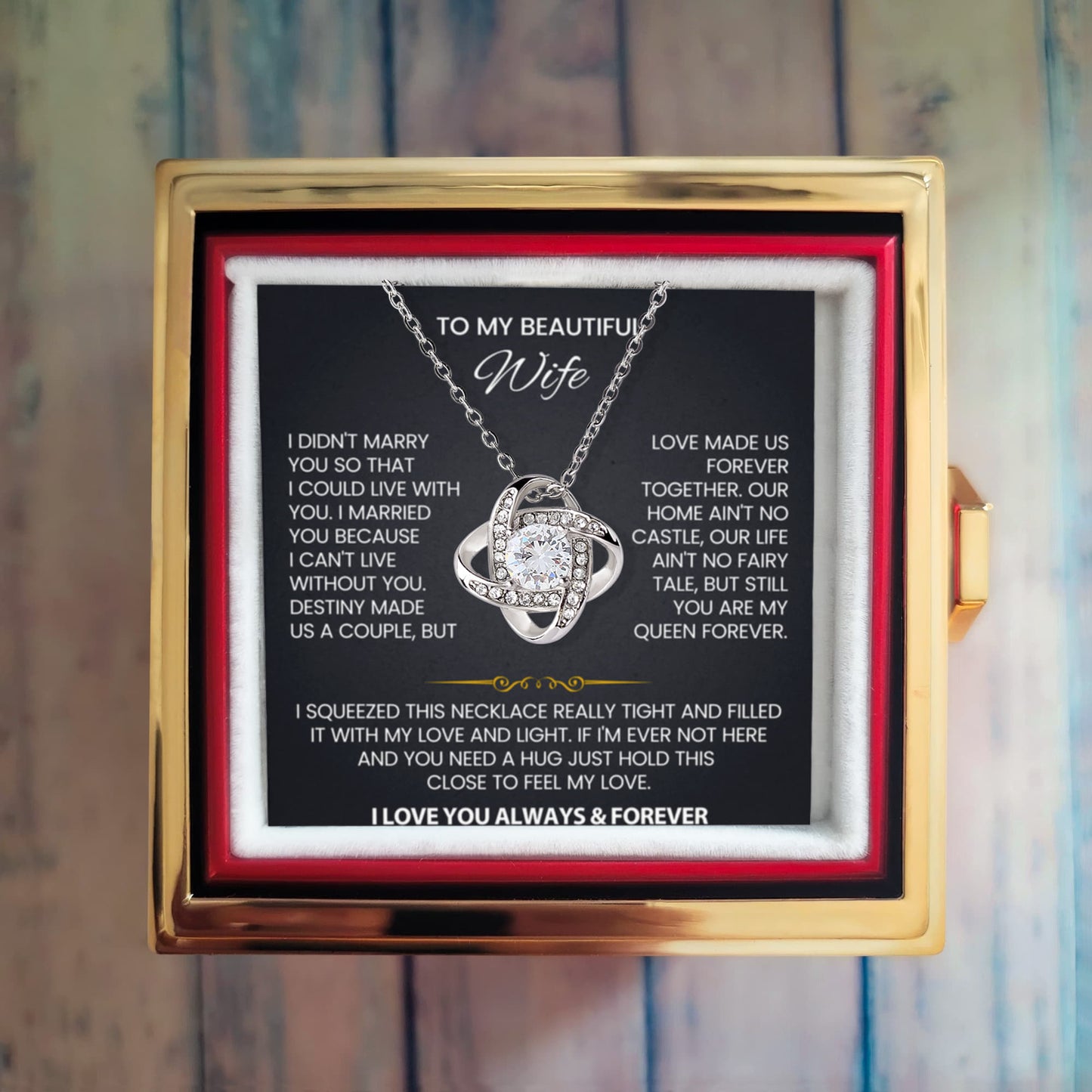 Wife Necklace and Preserved Rose Gift Set