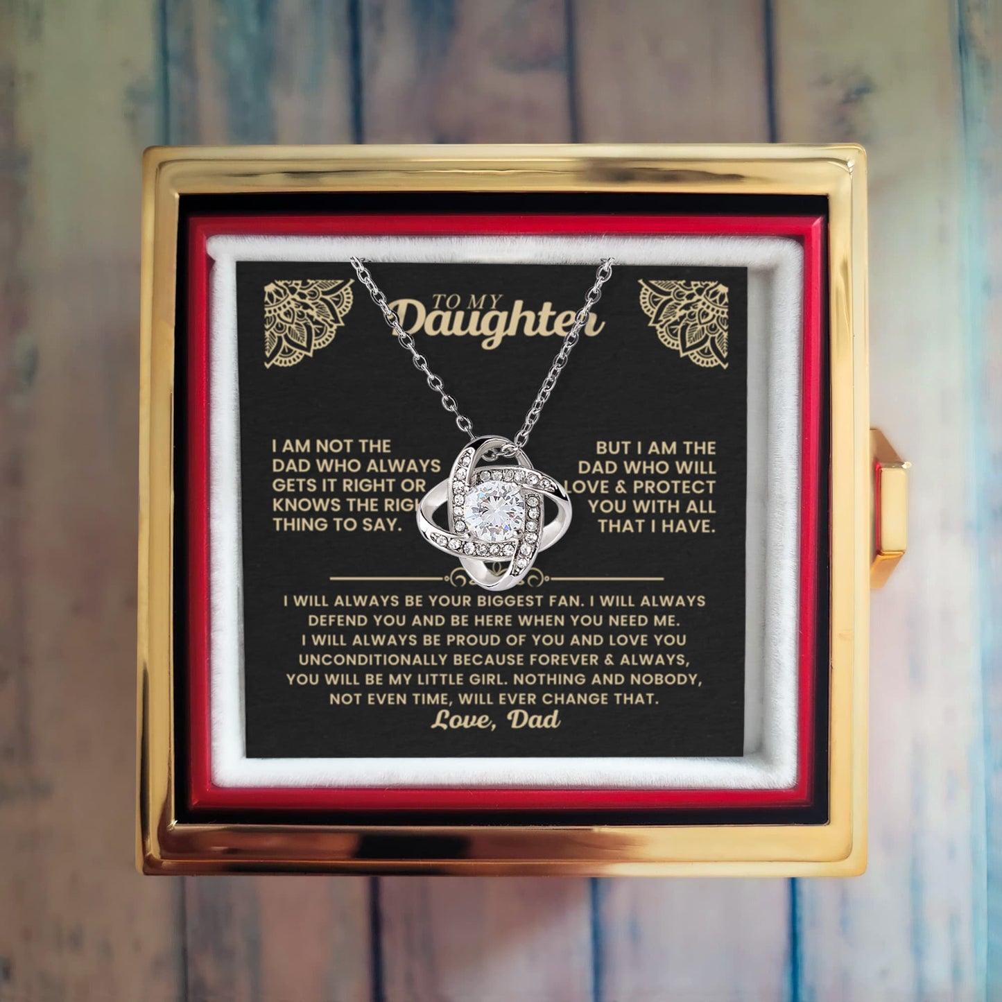 Daughter from Dad Rotating Rose Necklace Gift Set
