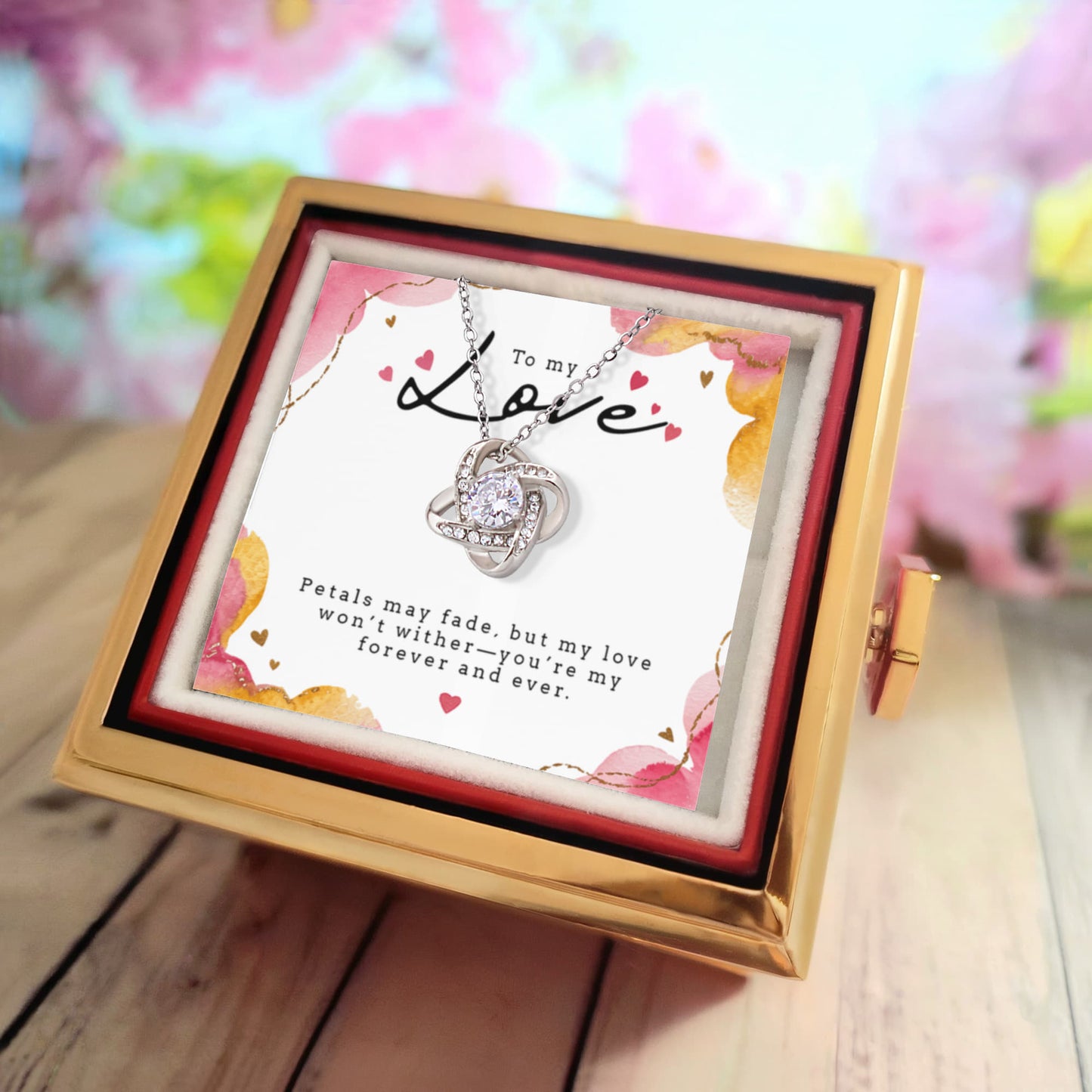 Wife Gift Set Rotating Rose Necklace