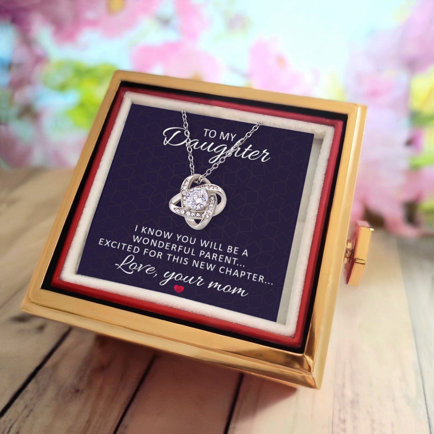To Mom-to-Be From Her Mother Necklace & Rose Box
