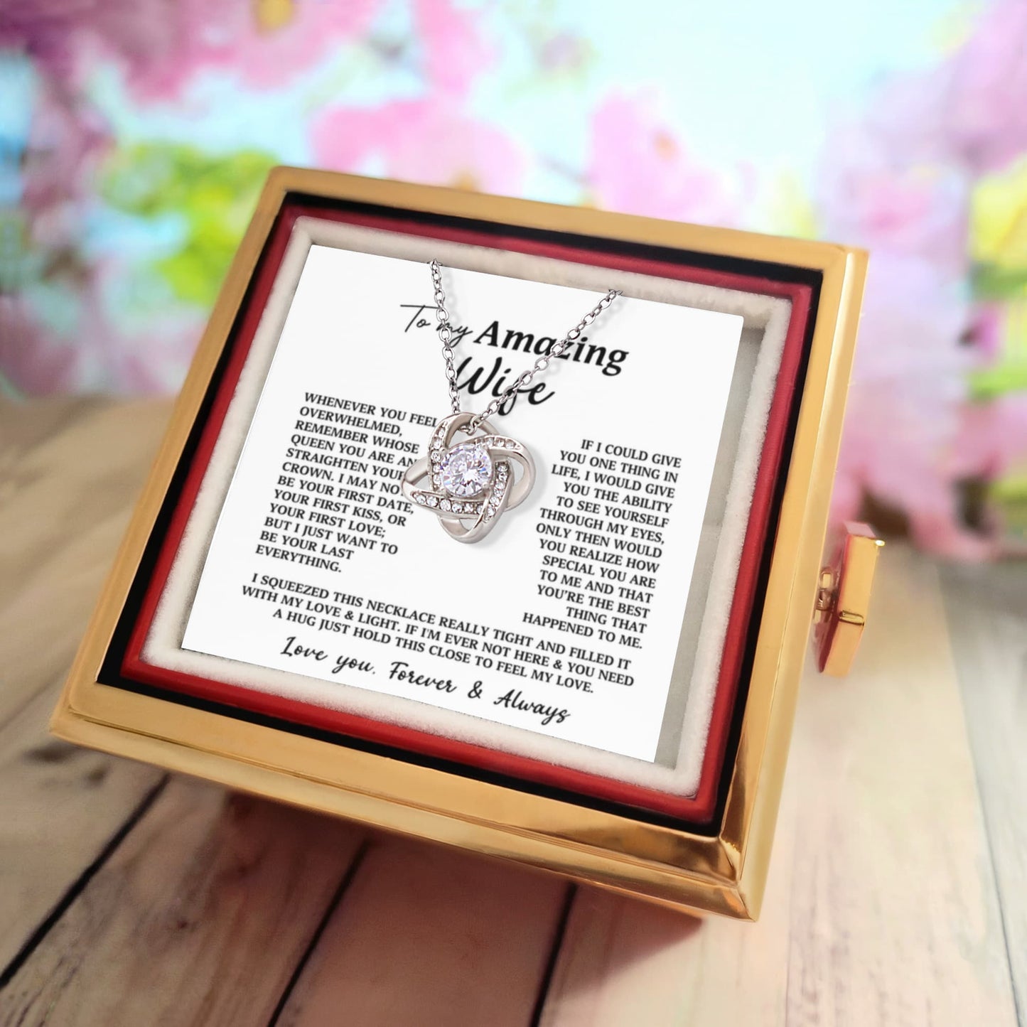 To My Wife Preserved Rose and Necklace Gift Set