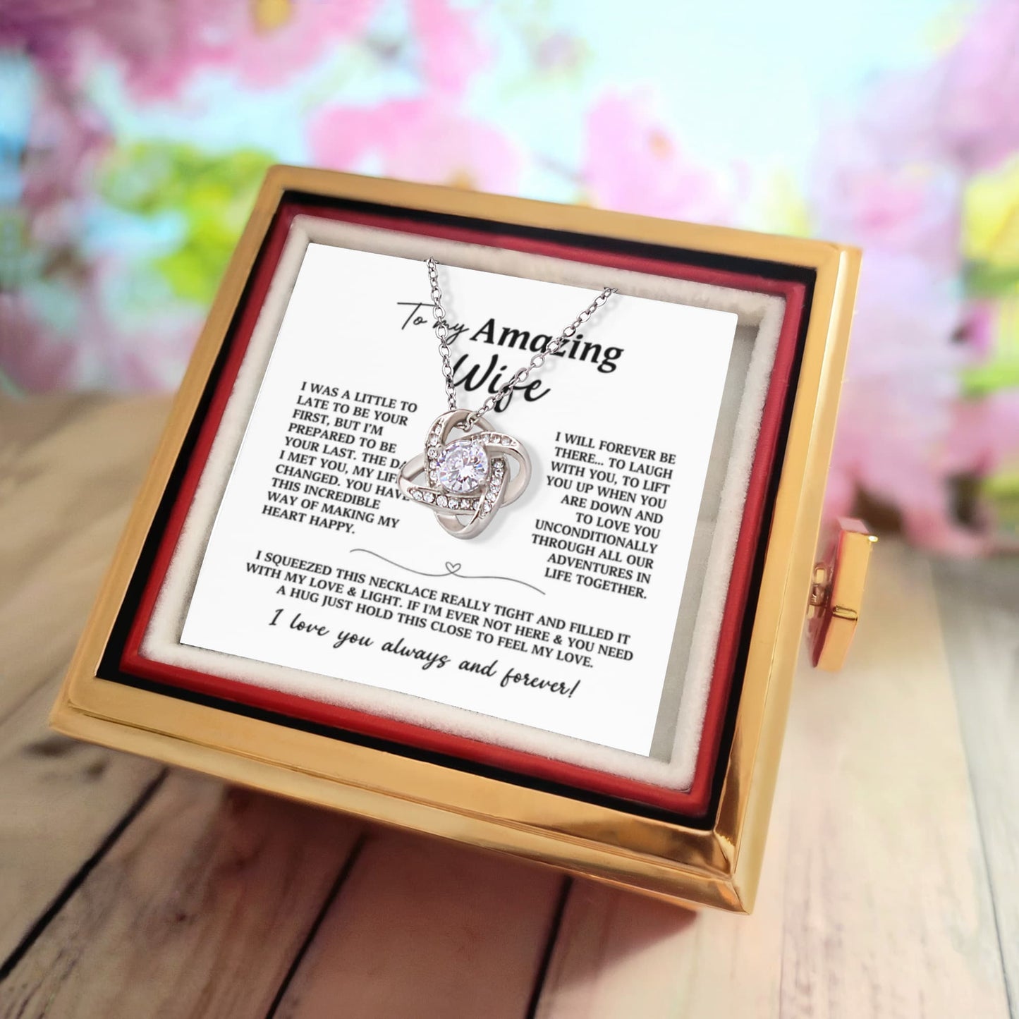 To My Wife Preserved Rose and Necklace Gift Set