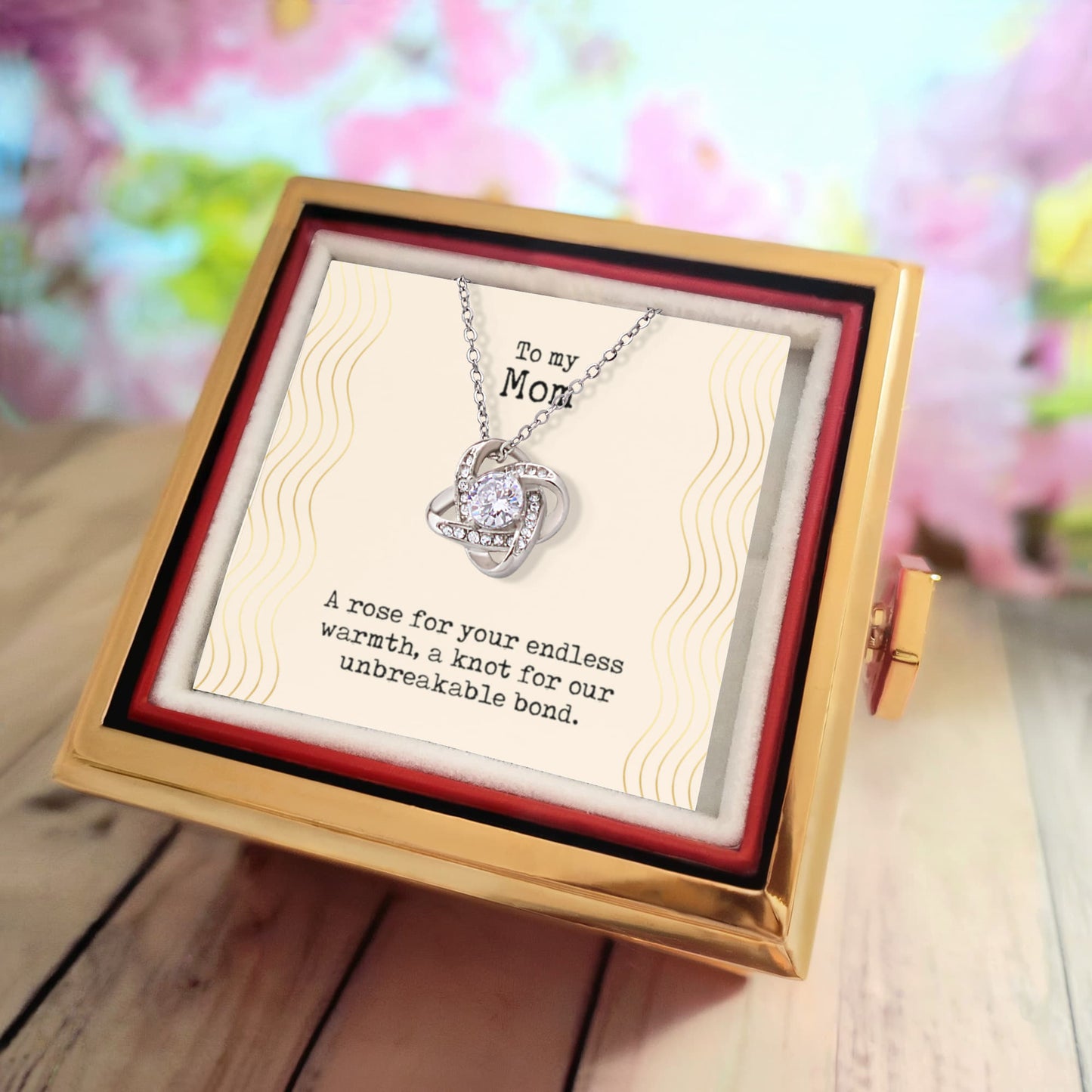 Mom Rotating Rose Box Necklace Gift Set