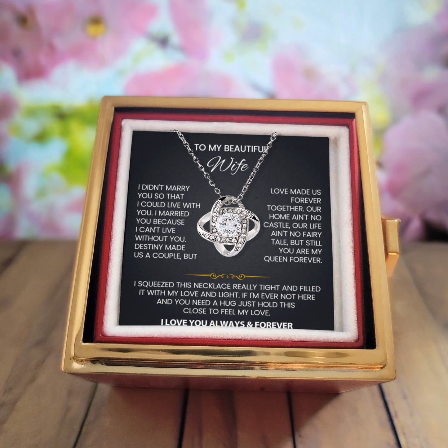 Wife Necklace and Preserved Rose Gift Set