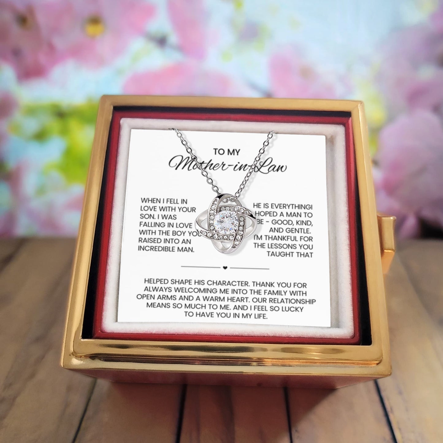 To My Mother in Law Necklace Rotating Rose Box