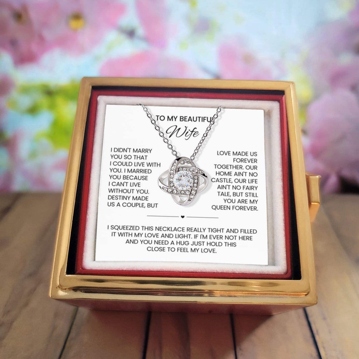 Wife Necklace and Preserved Rose Gift Set