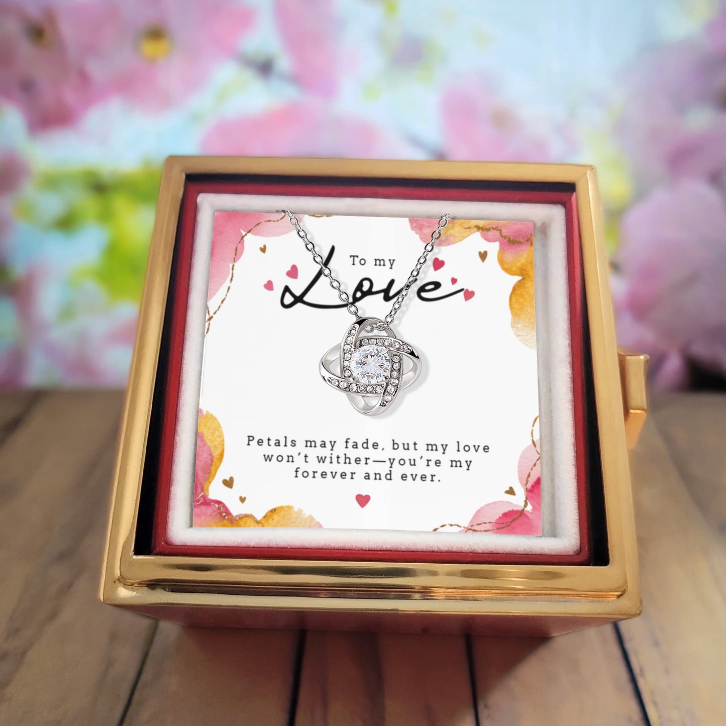 Wife Gift Set Rotating Rose Necklace