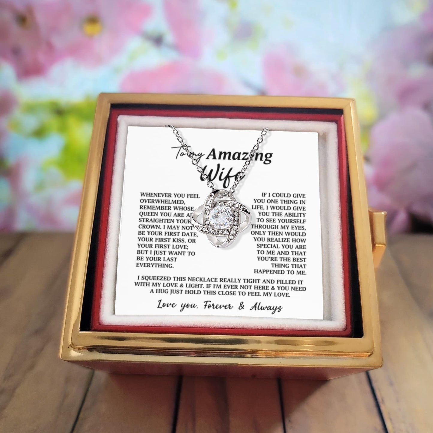 To My Wife Preserved Rose and Necklace Gift Set