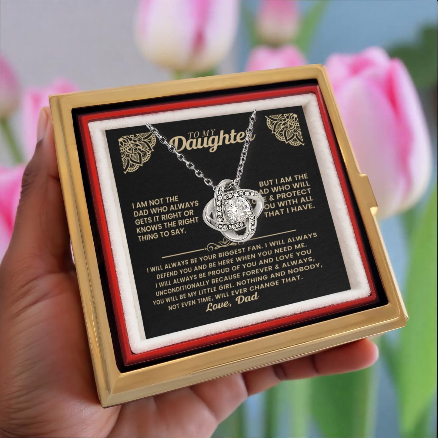 Daughter from Dad Rotating Rose Necklace Gift Set