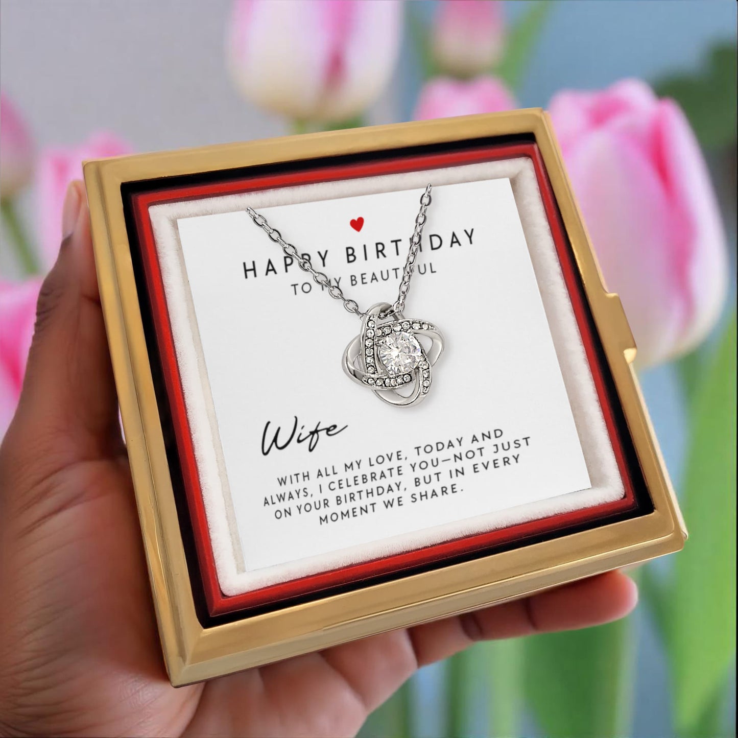 Birthday Gift for WIfe -Rotating Rose Box Necklace Set