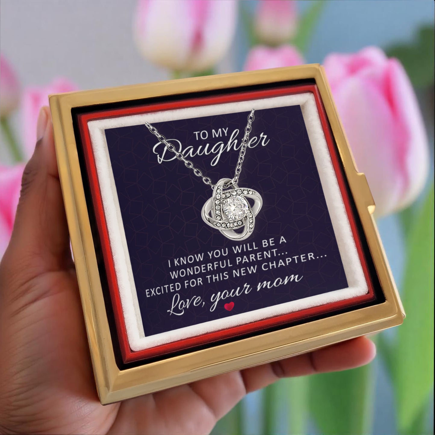 To Mom-to-Be From Her Mother Necklace & Rose Box