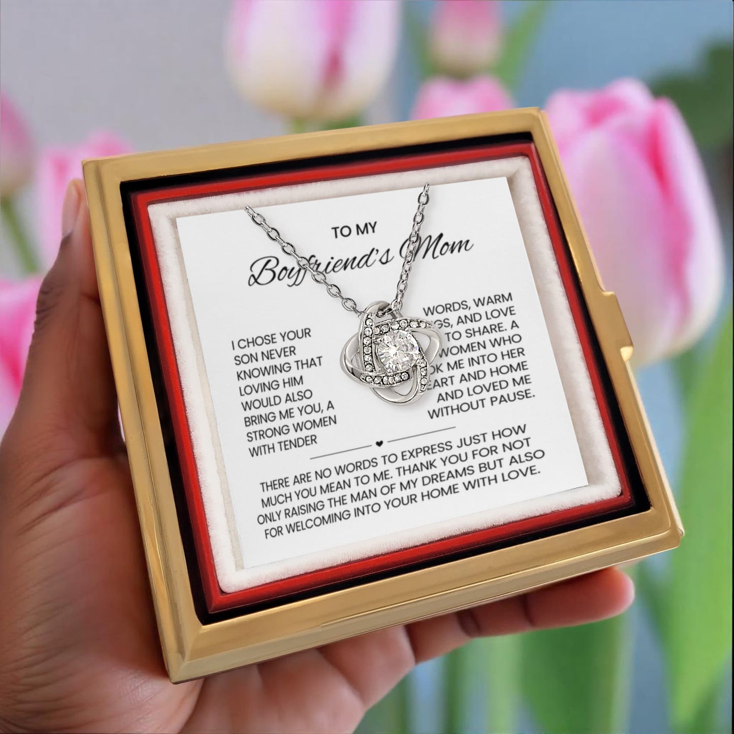 Boyfriends Mom Necklace with Preserved Rose