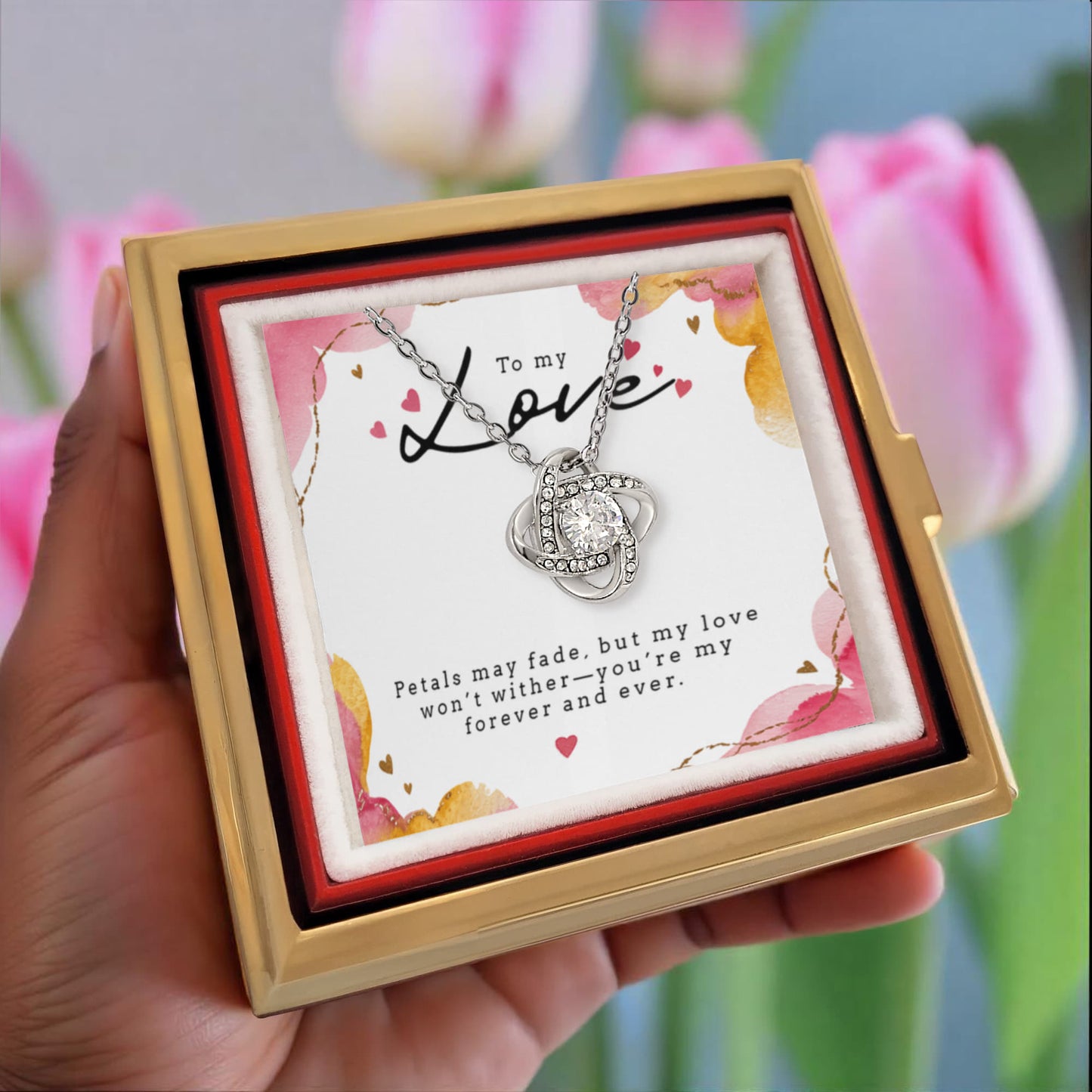 Wife Gift Set Rotating Rose Necklace